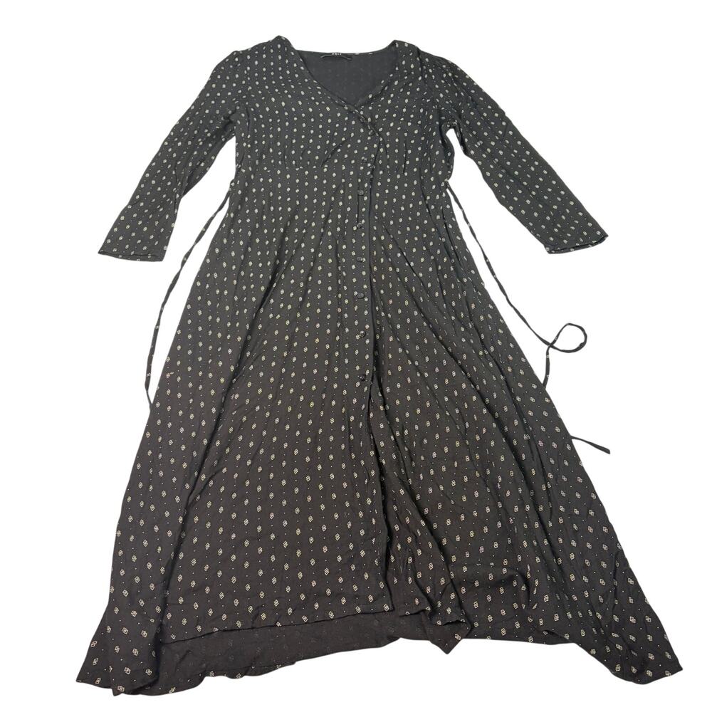 Able women black diamond print midi dress. Size M wedding guest, funeral, office